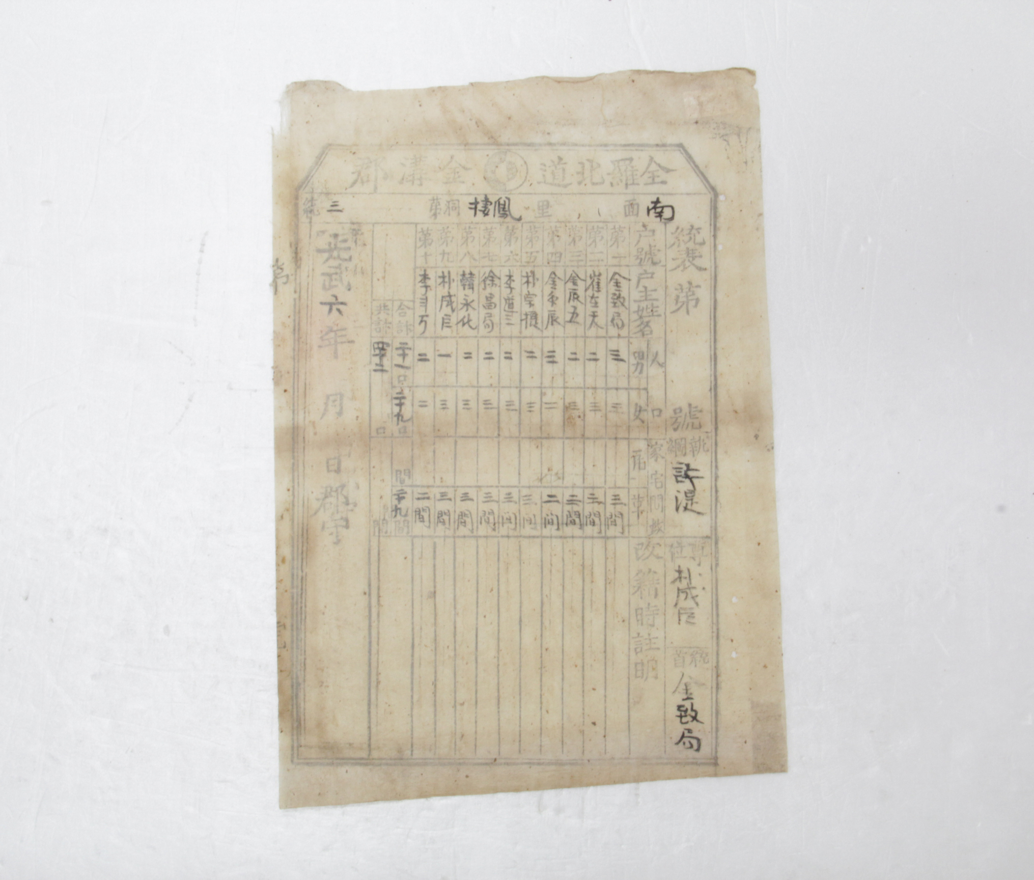 1902년 전라북도 금구군 남면 봉서동 제3통 통표 섬네일 파일