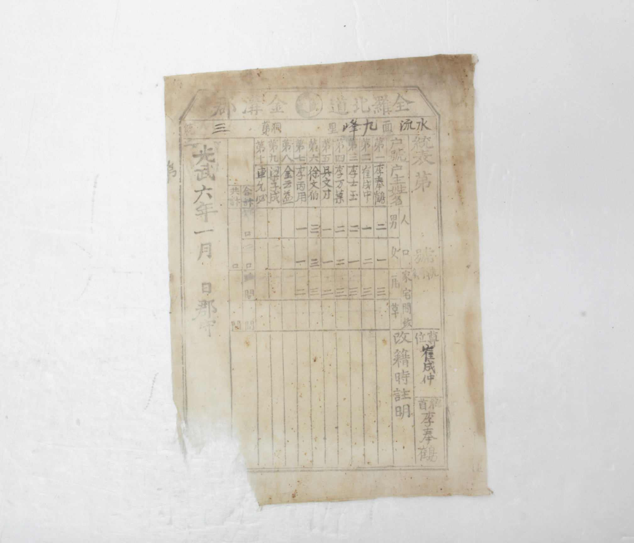 통표 - 1902년 수류면 구봉리 제3통 이봉학(李奉鶴) 섬네일 파일