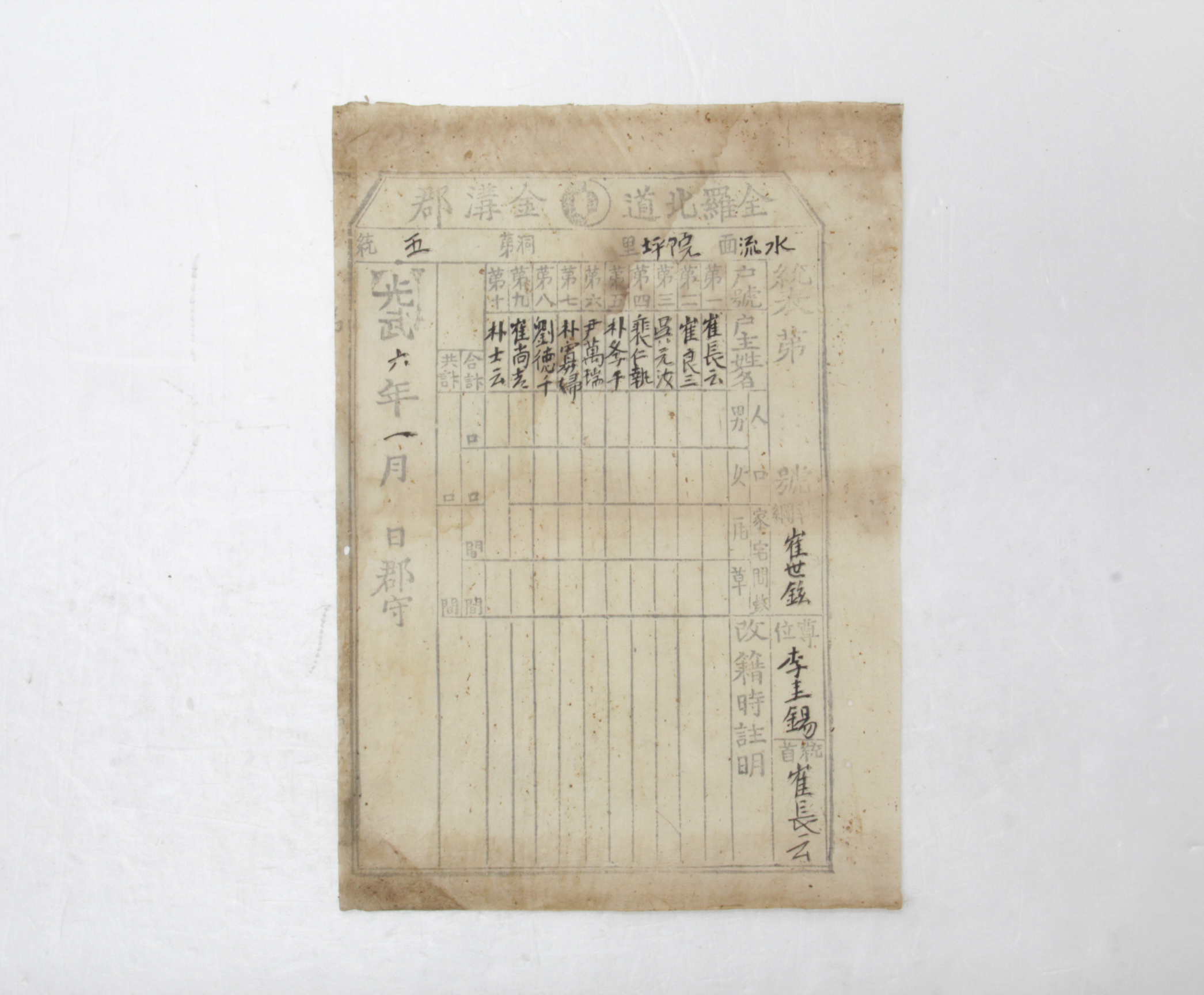 1902년 전라북도 금구군 수류면 원평리 제5통 통표 섬네일 파일