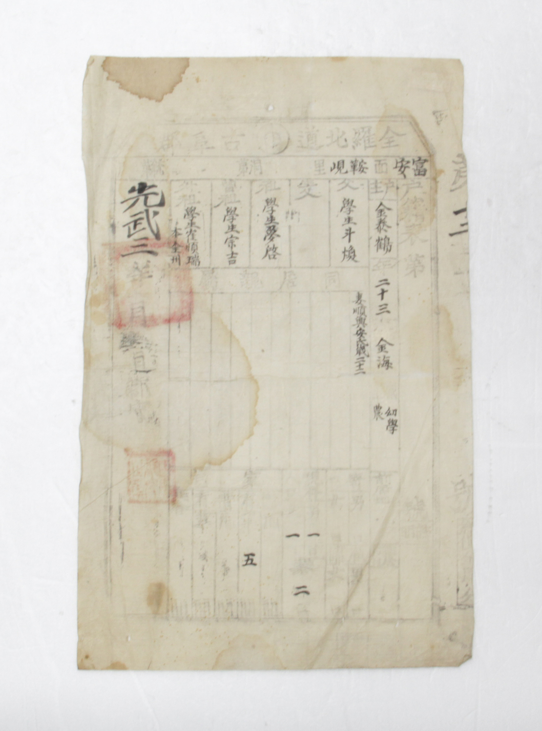 1899년 김태학 호적표 섬네일 파일